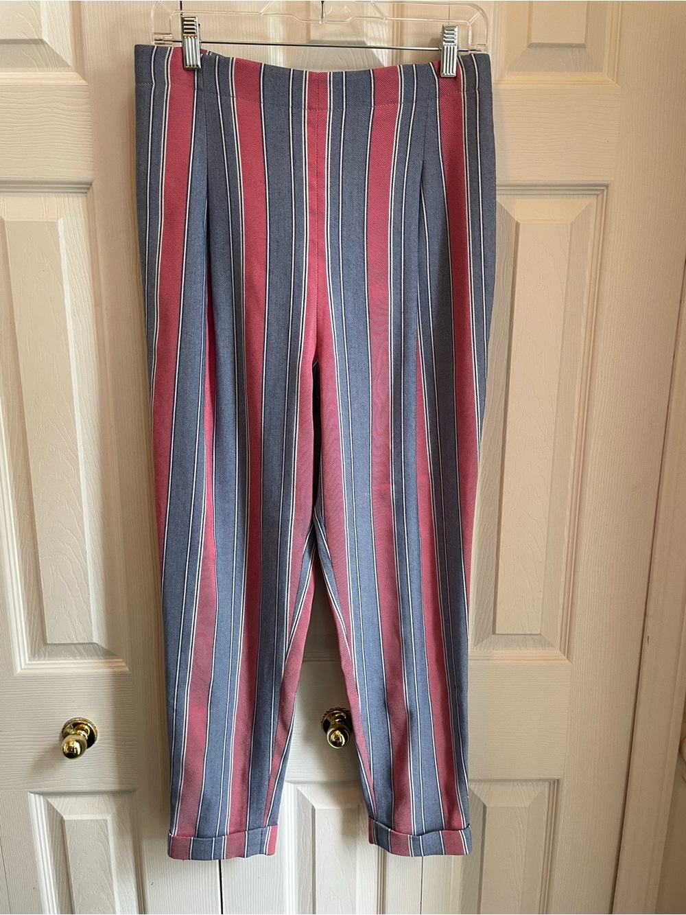 BCBG Max Azria Striped Slim Ankle Pants in Blue Combo NWT, size S